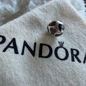 Pandora Sterling Silver Openwork Heart Charm | Black Enamel | 925 ALE